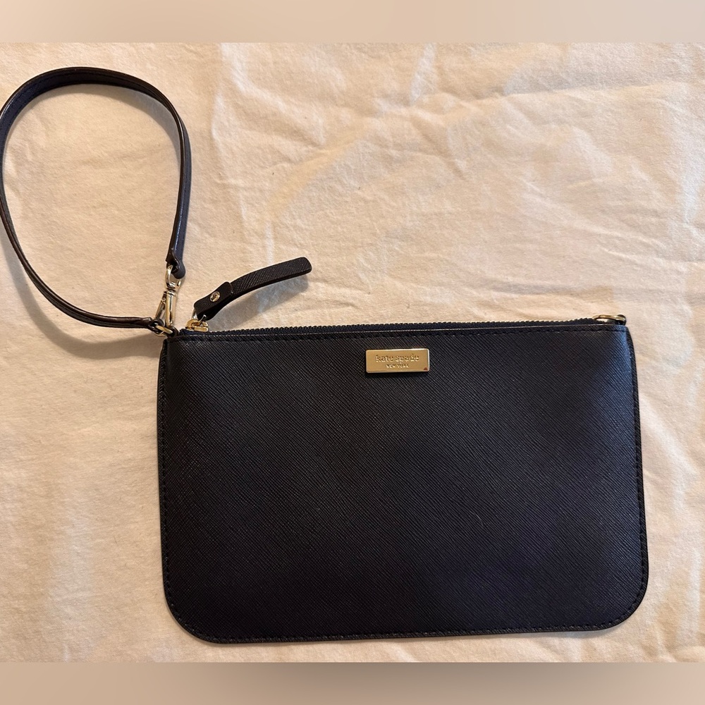 Kate Spade Navy Blue Wristkey with Gold Accents - strap can switch sides.
